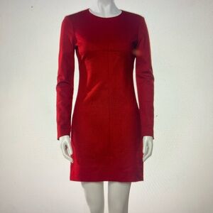 Diane Von Furstenburg Clean Lee Red Wool L/S Dress size 2 Retail $398